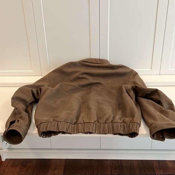 THE TERRITORY AHEAD MATTE BROWN LEATHER BOMBER MOTORCYCLE JACKET MEN'S LARGE - Picture 8 of 8